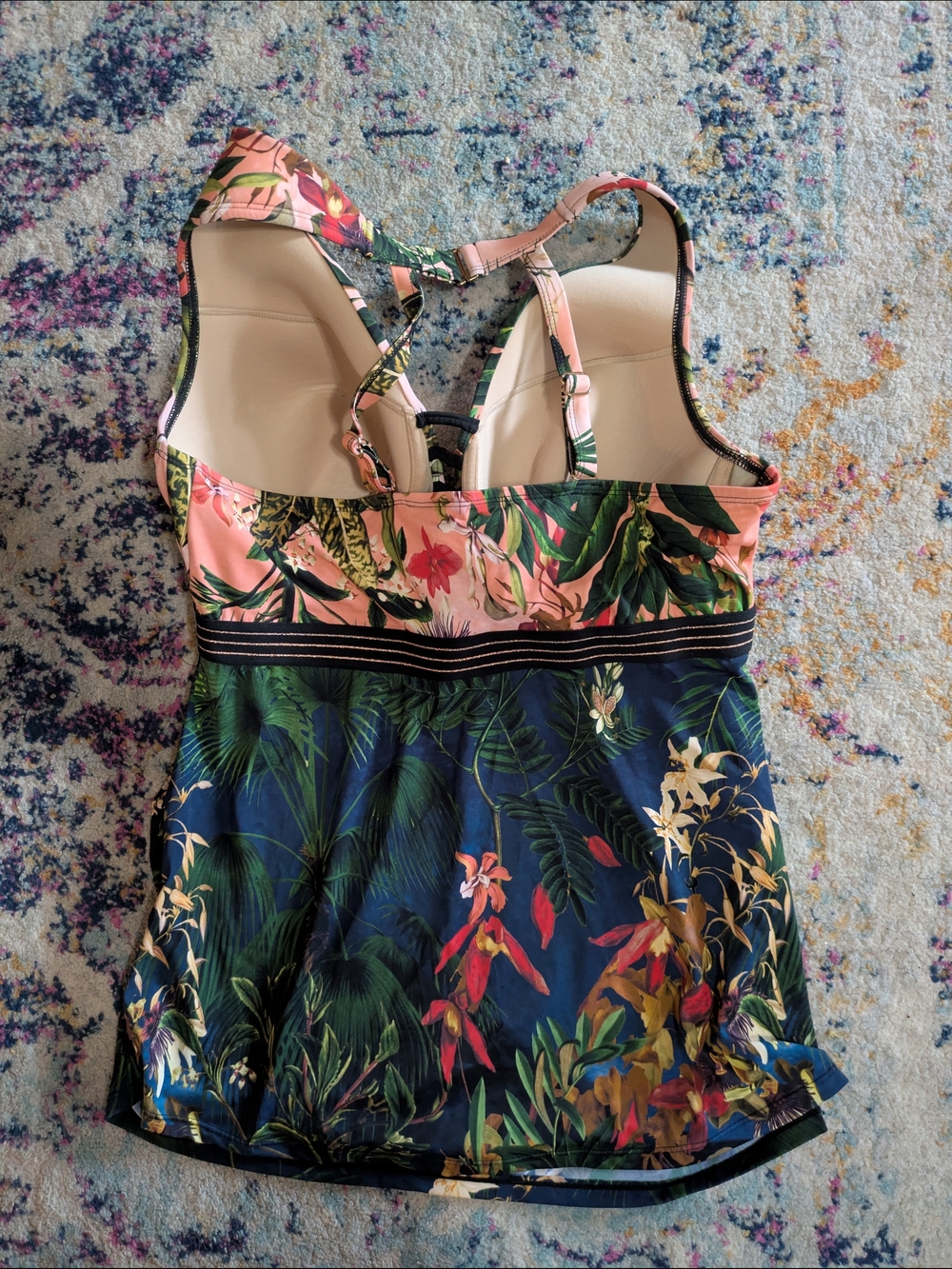 Cacique Swim V-neck Halter Style Top Tropical Island Design - Picture 2 of 3